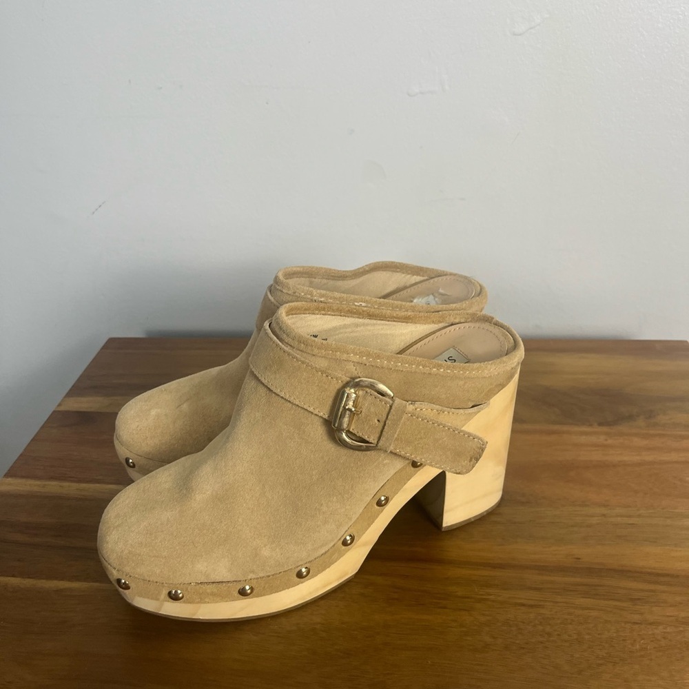 Steve Madden Hilde Tan Suede Leather Studded Clogs size 10 - Picture 4 of 9